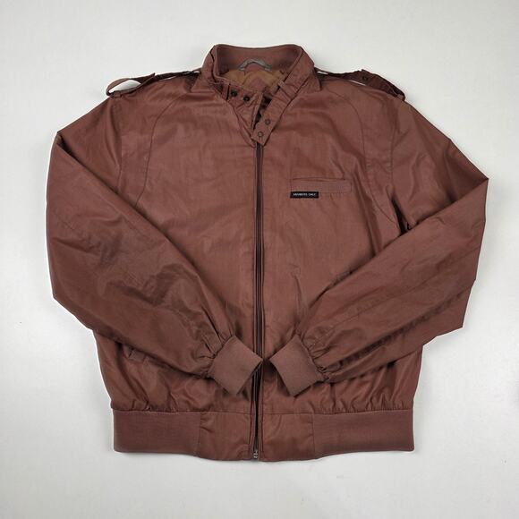 Vintage Members Only Jacket Mens Medium Brown Classic Racer Bomber Epaulets 80s - Picture 1 of 14